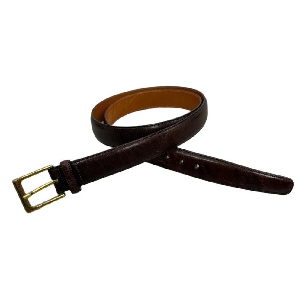 Trafalgar Belt Mens 42 Brown Cortina Leather Dress Brass Buckle USA Made 1.25